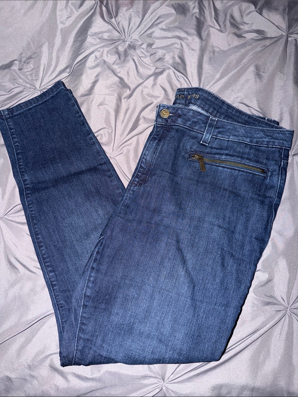 Michael Kors Women's Skinny Jeans - Dark Blue with Brass Hardware